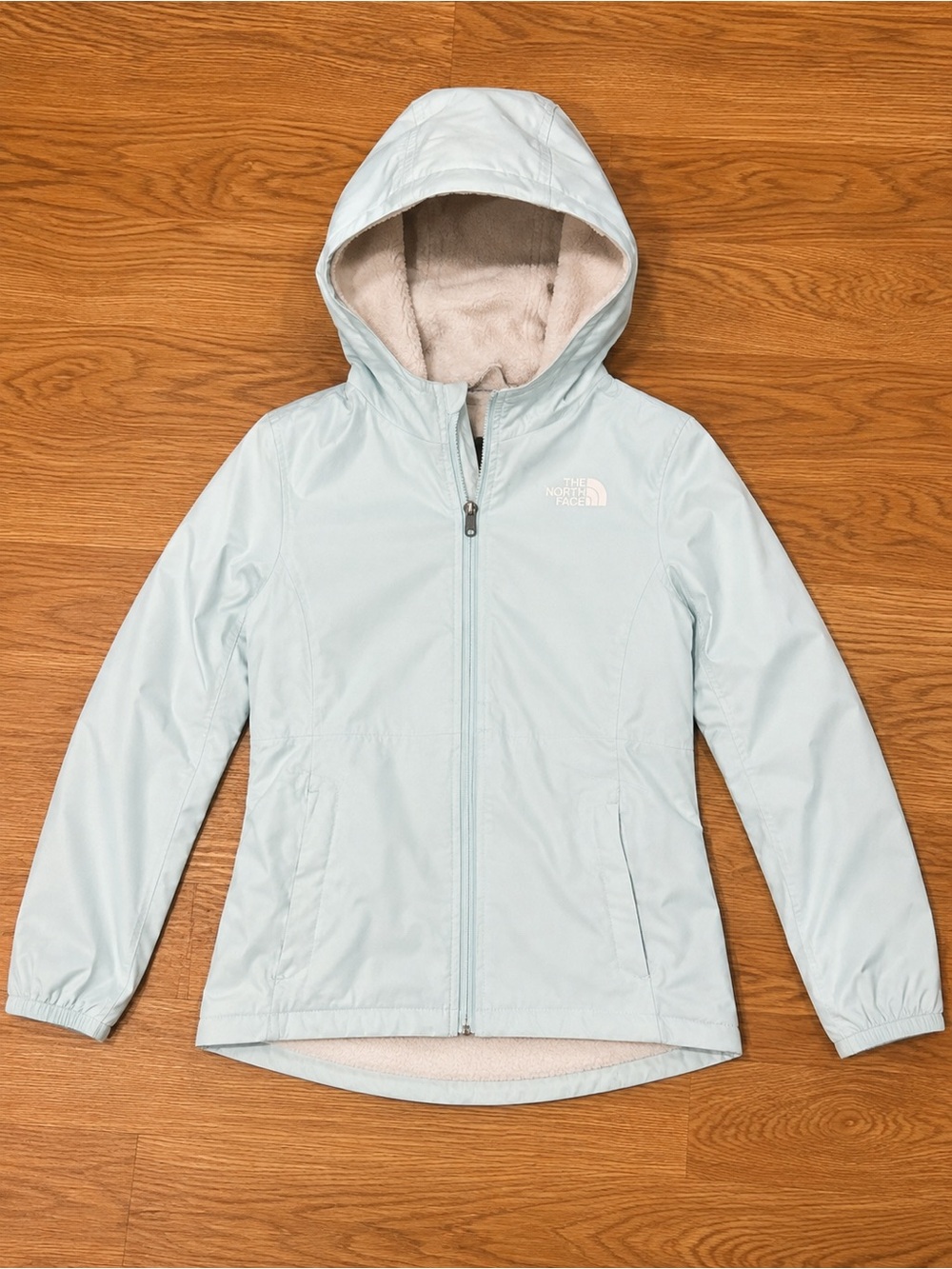 The North Face Girls' Pale Blue Hooded Rain Jacket